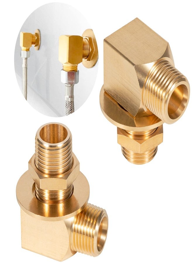 Sunluway B-0230-K Brass Wall Mount Faucet Installation Kit for T&S B-0230 Style Faucets Replacement Kit Includes 2 Short Elbows, Nipples, Lock Nuts, Washers That Provide 1/2" NPT Male Inlet and Outlet - 2PCS - Image 1